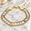 Oro Laminado Fancy Bracelet, Gold Filled Style Butterfly Design, Polished, Tricolor, 03.380.0078.08 (09 MM Thickness, 8 Inches Length)