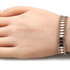 Oro Laminado Fancy Bracelet, Gold Filled Style Polished, Tricolor, 03.380.0079.08 (10 MM Thickness, 8 Inches Length)