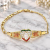 Oro Laminado Fancy Bracelet, Gold Filled Style Guadalupe and Heart Design, with Multicolor Crystal, Polished, Tricolor, 03.380.0082.1.08 (04 MM Thickness, 8 Inches Length)
