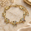 Oro Laminado Fancy Bracelet, Gold Filled Style Elephant Design, with Multicolor Crystal, Polished, Golden Finish, 03.380.0090.07 (09 MM Thickness, 7 Inches Length)