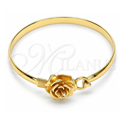 Oro Laminado Individual Bangle, Gold Filled Style Flower Design, Polished, Golden Finish, 07.192.0016.04 (05 MM Thickness, Size 4 (2.25 Diameter))