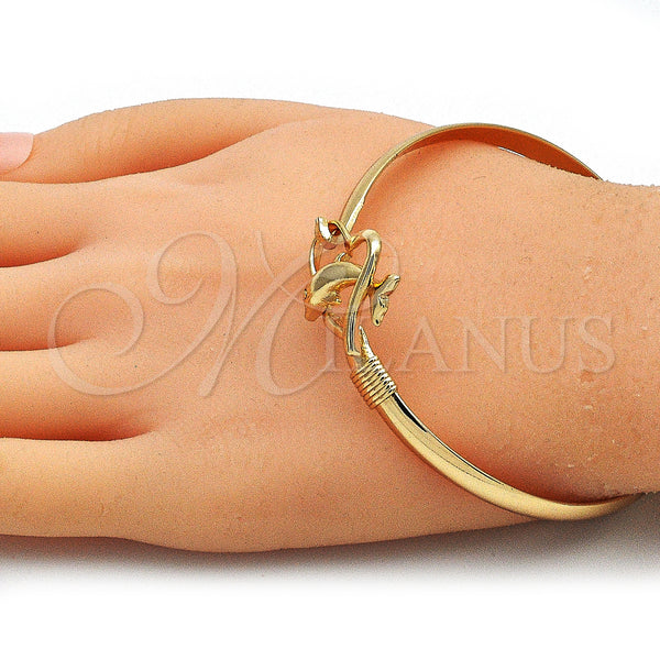 Gold Filled Jewelry — Individual Bangle Dolphin and Heart Design Polished 07. — alternate product view — SKU 141555 | Oro Laminado joyería — Individual Bangle Dolphin and corazón diseño pulido 07. — SKU 141555