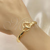 Oro Laminado Individual Bangle, Gold Filled Style Dolphin and Heart Design, Polished, Golden Finish, 07.192.0024.04 (05 MM Thickness, Size 4 (2.25 Diameter))
