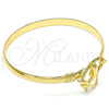 Oro Laminado Individual Bangle, Gold Filled Style Dolphin and Heart Design, Polished, Golden Finish, 07.192.0024.04 (05 MM Thickness, Size 4 (2.25 Diameter))