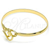 Oro Laminado Individual Bangle, Gold Filled Style Dolphin and Heart Design, Polished, Golden Finish, 07.192.0024.04 (05 MM Thickness, Size 4 (2.25 Diameter))