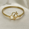 Oro Laminado Individual Bangle, Gold Filled Style Dolphin and Heart Design, Polished, Golden Finish, 07.192.0024.04 (05 MM Thickness, Size 4 (2.25 Diameter))