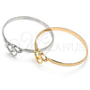 Oro Laminado Individual Bangle, Gold Filled Style Dolphin and Heart Design, Polished, Golden Finish, 07.192.0024.04 (05 MM Thickness, Size 4 (2.25 Diameter))