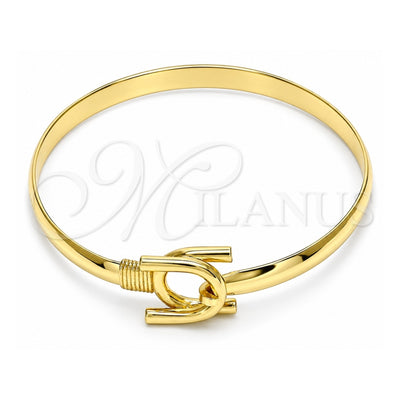 Oro Laminado Individual Bangle, Gold Filled Style Horseshoe Design, Polished, Golden Finish, 07.192.0010.04 (05 MM Thickness, Size 4 (2.25 Diameter))