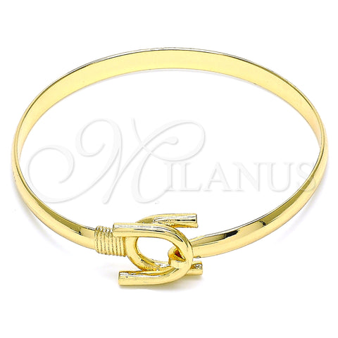Oro Laminado Individual Bangle, Gold Filled Style Horseshoe Design, Polished, Golden Finish, 07.192.0010.04 (05 MM Thickness, Size 4 (2.25 Diameter))