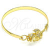 Oro Laminado Individual Bangle, Gold Filled Style Flower Design, Polished, Golden Finish, 07.192.0037.04 (05 MM Thickness, Size 4 (2.25 Diameter))