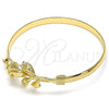 Oro Laminado Individual Bangle, Gold Filled Style Flower Design, Polished, Golden Finish, 07.192.0037.04 (05 MM Thickness, Size 4 (2.25 Diameter))