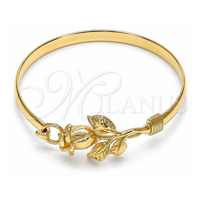 Oro Laminado Individual Bangle, Gold Filled Style Flower Design, Polished, Golden Finish, 07.192.0037.04 (05 MM Thickness, Size 4 (2.25 Diameter))