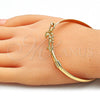 Oro Laminado Individual Bangle, Gold Filled Style Tree and Bird Design, Polished, Golden Finish, 07.192.0038.04 (05 MM Thickness, Size 4 (2.25 Diameter))