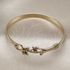 Oro Laminado Individual Bangle, Gold Filled Style Tree and Bird Design, Polished, Golden Finish, 07.192.0038.04 (05 MM Thickness, Size 4 (2.25 Diameter))