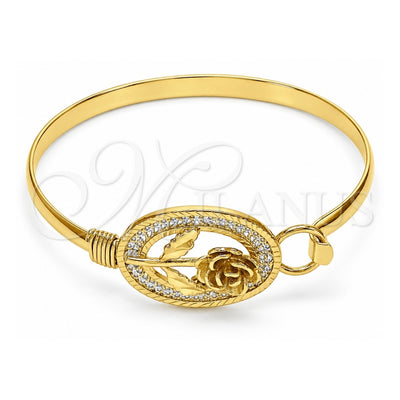 Oro Laminado Individual Bangle, Gold Filled Style Flower Design, Polished, Golden Finish, 07.185.0002.04 (05 MM Thickness, Size 4 (2.25 Diameter))