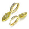 Oro Laminado Huggie Hoop, Gold Filled Style Lion Design, with White Micro Pave, Polished, Golden Finish, 02.368.0008.15