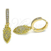 Oro Laminado Huggie Hoop, Gold Filled Style Lion Design, with White Micro Pave, Polished, Golden Finish, 02.368.0008.15