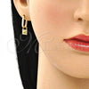 Oro Laminado Huggie Hoop, Gold Filled Style Lock Design, with White Micro Pave, Polished, Golden Finish, 02.368.0023.10