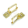 Oro Laminado Huggie Hoop, Gold Filled Style Lock Design, with White Micro Pave, Polished, Golden Finish, 02.368.0023.10