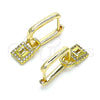 Oro Laminado Huggie Hoop, Gold Filled Style Lock Design, with White Micro Pave, Polished, Golden Finish, 02.368.0023.10
