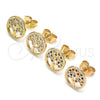 Oro Laminado Stud Earring, Gold Filled Style Tree Design, Polished, Golden Finish, 02.156.0531