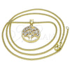 Oro Laminado Pendant Necklace, Gold Filled Style Tree Design, with White Cubic Zirconia, Polished, Golden Finish, 04.156.0386 (02 MM Thickness, 20 Inches Length)