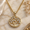 Oro Laminado Pendant Necklace, Gold Filled Style Tree Design, with White Cubic Zirconia, Polished, Golden Finish, 04.156.0386 (02 MM Thickness, 20 Inches Length)