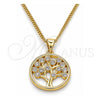 Oro Laminado Pendant Necklace, Gold Filled Style Tree Design, with White Cubic Zirconia, Polished, Golden Finish, 04.156.0386 (02 MM Thickness, 20 Inches Length)
