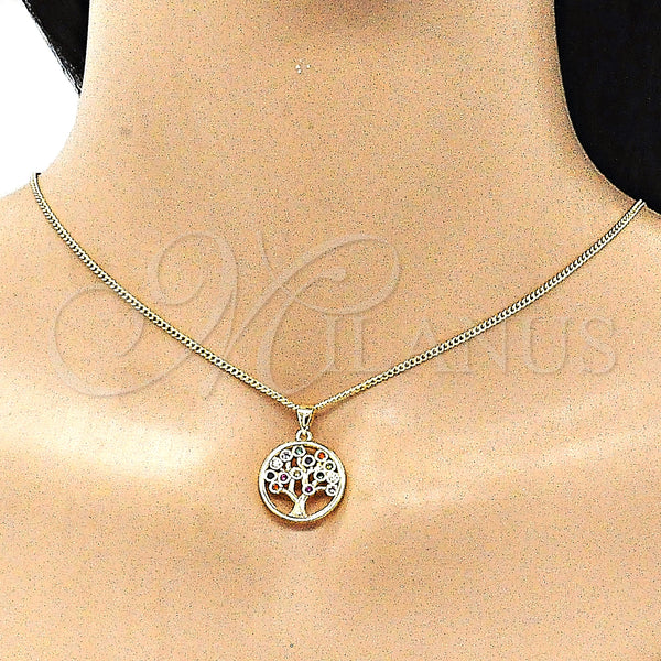 Gold Filled Necklace — Pendant Necklace Tree Design with Multicolor Cubic Zirconia — alternate product view — SKU 141630 | Oro Laminado collar — Pendant Necklace Tree diseño with Multicolor Cubic Zirconia — SKU 141630