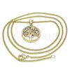 Oro Laminado Pendant Necklace, Gold Filled Style Tree Design, with Multicolor Cubic Zirconia, Polished, Golden Finish, 04.156.0386.1.20 (02 MM Thickness, 20 Inches Length)