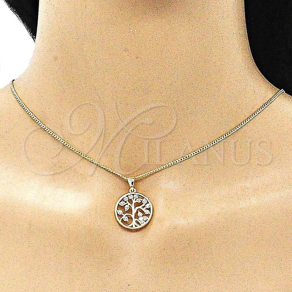 Gold Filled Necklace — Pendant Necklace Tree Design with White Micro Pave — alternate product view — SKU 141634 | Oro Laminado collar — Pendant Necklace Tree diseño with blanco Micro Pave — SKU 141634