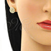 Oro Laminado Stud Earring, Gold Filled Style Tree Design, with White Micro Pave, Polished, Golden Finish, 02.156.0533