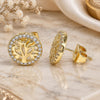 Oro Laminado Stud Earring, Gold Filled Style Tree Design, with White Micro Pave, Polished, Golden Finish, 02.156.0533