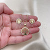 Oro Laminado Earring and Pendant Adult Set, Gold Filled Style Tree Design, with White Micro Pave, Polished, Golden Finish, 10.156.0335