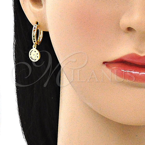 Gold Filled Hoop Earrings — Huggie Hoop Moon Design with Multicolor Micro Pave — alternate product view — SKU 141650 | Oro Laminado aretes de aro — Huggie Hoop Moon diseño with Multicolor Micro Pave — SKU 141650