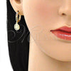 Oro Laminado Huggie Hoop, Gold Filled Style Moon Design, with Multicolor Micro Pave, Polished, Golden Finish, 02.381.0038.15