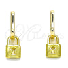 Oro Laminado Huggie Hoop, Gold Filled Style Lock Design, Polished, Golden Finish, 02.368.0028.10