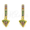 Oro Laminado Huggie Hoop, Gold Filled Style Watermelon Design, with Multicolor Micro Pave, Polished, Golden Finish, 02.368.0047.15