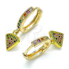 Oro Laminado Huggie Hoop, Gold Filled Style Watermelon Design, with Multicolor Micro Pave, Polished, Golden Finish, 02.368.0047.15