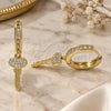 Oro Laminado Huggie Hoop, Gold Filled Style key Design, with White Micro Pave, Polished, Golden Finish, 02.368.0049.15