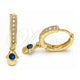 Argolla Huggie 02.368.0067.15 Oro Laminado, Diseño de Mano de Dios y Judaica, con Zirconia Cubica Topacio Azul y Micro Pave Blanca, Pulido, Tono Dorado