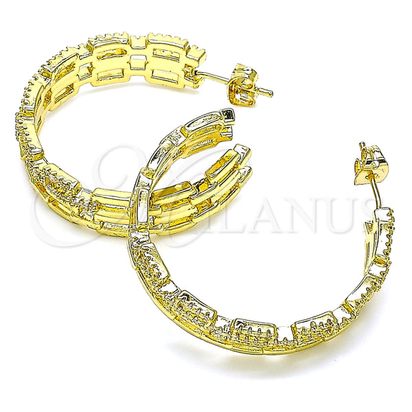 Gold Filled Ring — Stud Earring Paperclip Design with White Micro Pave — main product view — SKU 141727 | Oro Laminado anillo — Stud Earring Paperclip diseño with blanco Micro Pave — SKU 141727
