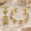 Oro Laminado Stud Earring, Gold Filled Style Butterfly Design, with White Micro Pave, Polished, Golden Finish, 02.341.0096