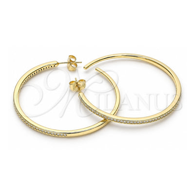 Oro Laminado Stud Earring, Gold Filled Style with White Micro Pave, Polished, Golden Finish, 02.156.0538