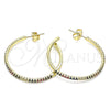 Oro Laminado Stud Earring, Gold Filled Style with Multicolor Micro Pave, Polished, Golden Finish, 02.156.0539