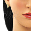 Oro Laminado Stud Earring, Gold Filled Style Owl Design, with Multicolor Micro Pave, Polished, Golden Finish, 02.156.0546.1