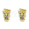Gold Filled Ring — Stud Earring Owl Design with Multicolor Micro Pave — alternate product view — SKU 141744 | Oro Laminado anillo — Stud Earring Owl diseño with Multicolor Micro Pave — SKU 141744