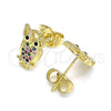 Gold Filled Ring — Stud Earring Owl Design with Multicolor Micro Pave — alternate product view — SKU 141744 | Oro Laminado anillo — Stud Earring Owl diseño with Multicolor Micro Pave — SKU 141744