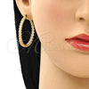 Oro Laminado Stud Earring, Gold Filled Style with White Cubic Zirconia, Polished, Golden Finish, 02.156.0541