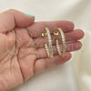 Oro Laminado Stud Earring, Gold Filled Style with White Cubic Zirconia, Polished, Golden Finish, 02.156.0541